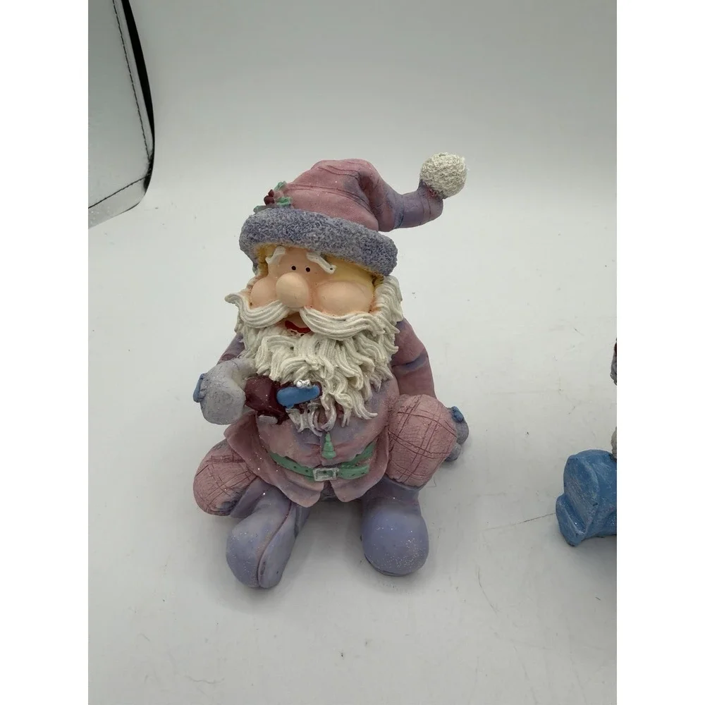 🎄Home Interiors Sugar Plum Santa's–Set of 3 Figurines–Funny, Sparkly, Cute!🎅❄️